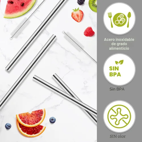 Vista 3 de 6 popotes de metal de repuesto compatibles con Owala FreeSip de 24 onzas, 32 onzas y 40 onzas, popotes de acero inoxidable para accesorios Owala