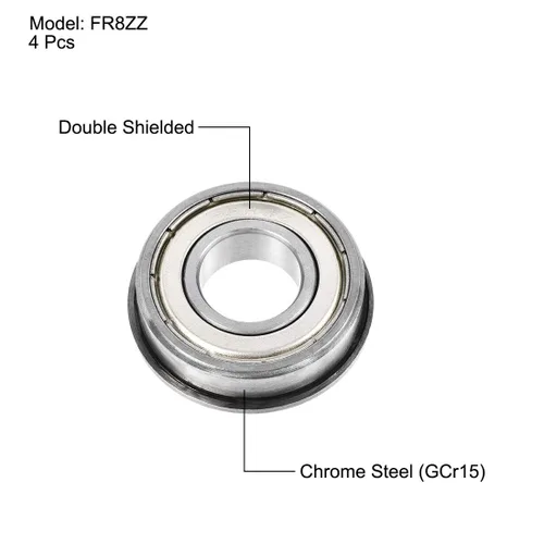 Vista 2 de uxcell FR8ZZ Rodamiento de bolas con brida 1/2 "x1-1/8 "x5/16" rodamientos de acero cromado blindados doble 4 piezas