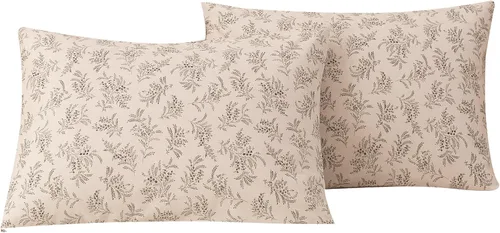 Vista 33 de ECOCOTT Juego de 2 fundas de almohada florales de tamaño estándar, 100% algodón lavado con cierre de sobre, fundas de almohada estampadas de flores