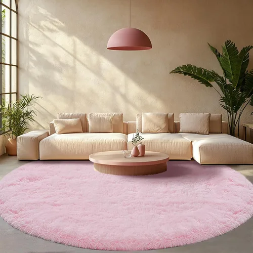 Vista 47 de Alfombra redonda beige para dormitorio: alfombra suave y esponjosa de 4 x 4 pies para sala de estar, alfombra redonda de felpa peluda