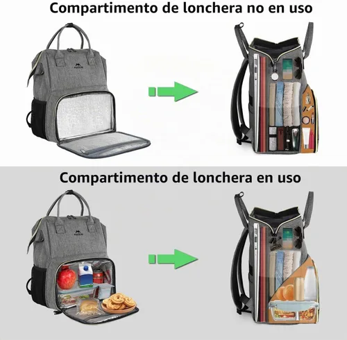 Vista 3 de MATEIN Insulated Lunch Backpack for Women, 15.6 Inch Laptop Backpack, Grey Gris