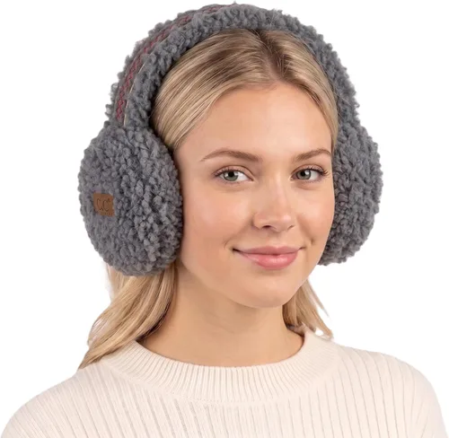 Vista 24 de C.C - Lindas orejeras con diadema ajustable para invierno, calentador de orejas suave Rombos azul marino
