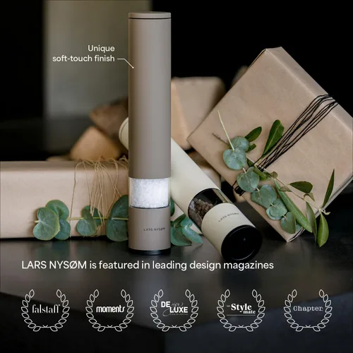 Vista 5 de LARS NYSØM - Molinillo de sal y pimienta de acero inoxidable con molinillo de cerámica ajustable, de diseño