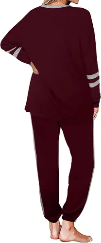Vista 81 de Aloodor conjunto deportivo de 2 piezas para mujer, con sudadera con cuello redondo, sin botones