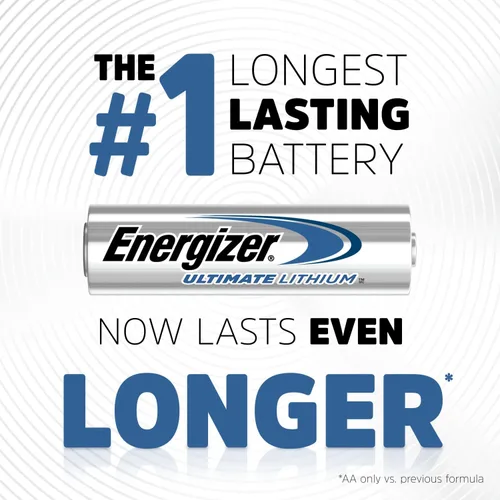 Vista 2 de Energizer Ultimate Lithium AA Baterías (paquete de 4), Baterías de litio doble A de 1.5V