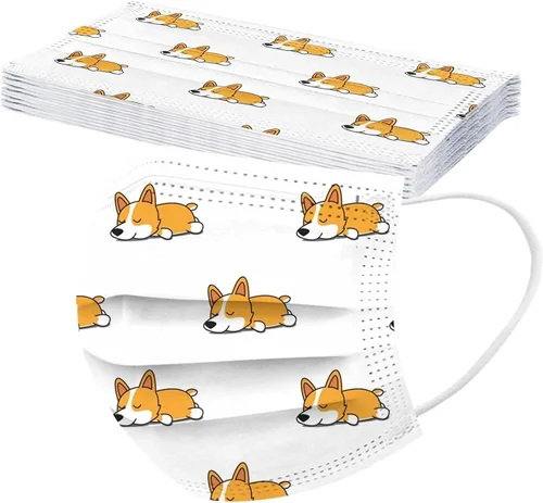 Vista 4 de 50 máscaras desechables para adultos, gatos, gatitos, antipolvo, cuidado de la piel, para vacaciones, máscara facial con estampado de cachorro