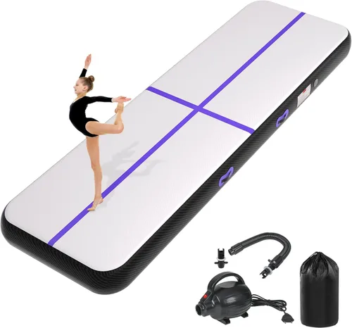 Vista 10 de Colchoneta inflable de gimnasia de 6, 10, 13, 16, 20 pies, 4/8 pulgadas de grosor, con bomba de aire eléctrica para uso doméstico, entrenamiento