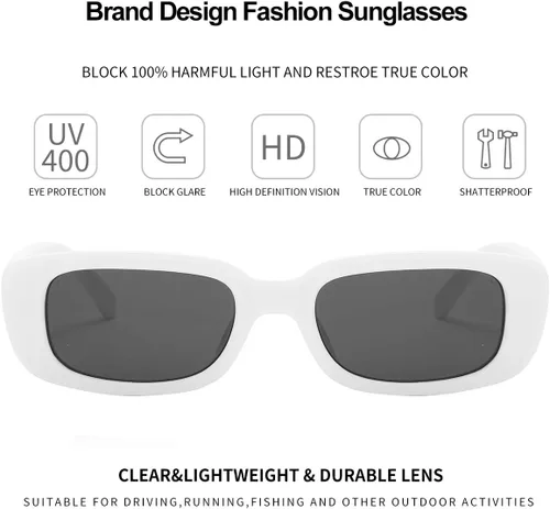 Vista 3 de BOJOD Gafas de sol rectangulares para mujer, gafas de sol retro a la moda, protección UV 400, gafas de marco cuadrado