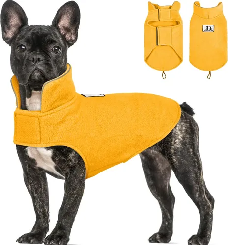 Vista 13 de DENTRUN - Abrigo de forro polar para perros en invierno resistente al viento chaqueta reflectante para mascota chaleco para perro para razas