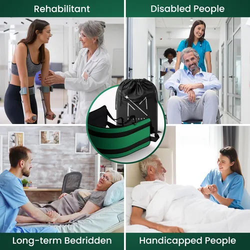 Vista 5 de Cinturón de transferencia de 300 libras para ancianos, cinturones de marcha para personas mayores, cinturón de elevación de pacientes de alta