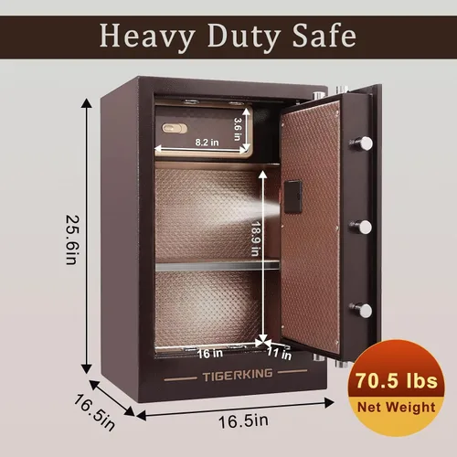 Vista 2 de TIGERKING Caja Fuerte Grande de Servicio Pesado, Caja Fuerte Digital de Seguridad para el Hogar de 3.47 Pies Cúbicos con Cerradura de Combinación