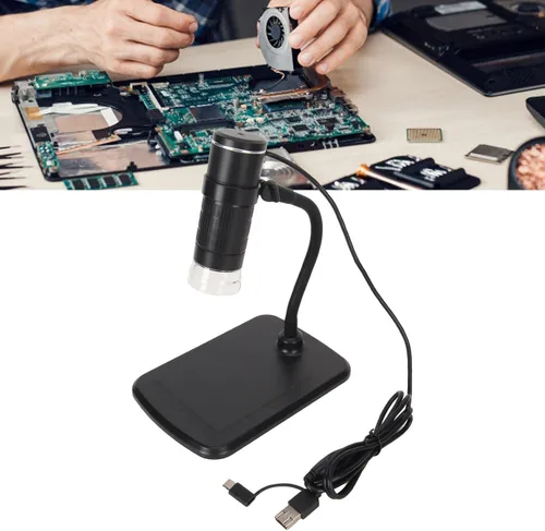 Vista 9 de Microscopio digital, microscopio USB de 50 a 1000x con soporte - 640 x 480 de mano USB HD microscopio cámara compatible con teléfono móvil Pad PC