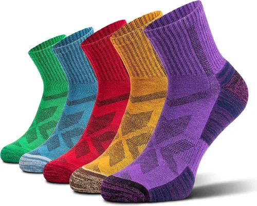 Vista 6 de NORDIC Socks Calcetines de senderismo ligeros de lana merino para hombres y mujeres, paquete de 5 unidades, corte bajo, unisex, antiampollas