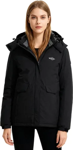 Vista 2 de Wantdo - Chaqueta de esquí impermeable para mujer, abrigo de invierno cálido y resistente al viento, abrigos de nieve