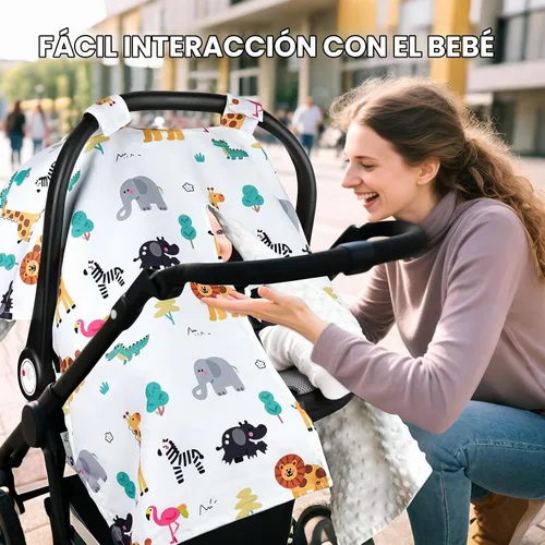 Vista 5 de Metplus Funda para asiento de coche 2 en 1 para bebé, toldo para asiento de coche para bebés, funda de lactancia multiuso para mamá, fundas