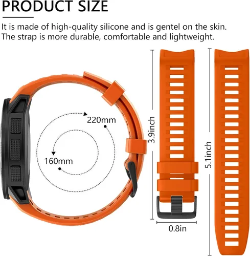 Vista 5 de OVERSTEP Correa de reloj para Garmin Instinct Smartwatch - Amarillo ámbar Correa de repuesto de silicona suave de 0.866 in compatible con Garmin