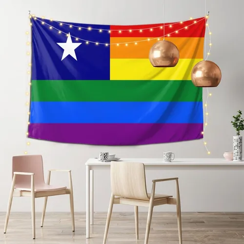 Vista 2 de LIFANGMI Bonnie Blue Pride Rainbow LGBT Flag Tapestry Wall Hanging 60x40 Inch Bedroom Living Room Dormitory Home Decoration Wall Tapestry