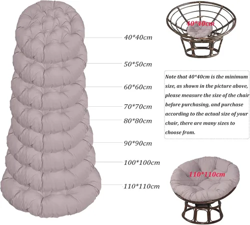 Vista 2 de Cojín redondo grueso para silla Papasan de 15.7 x 15.7 in, cojín de suelo extraíble para exteriores, cojín para silla Papasan al aire libre, cojín