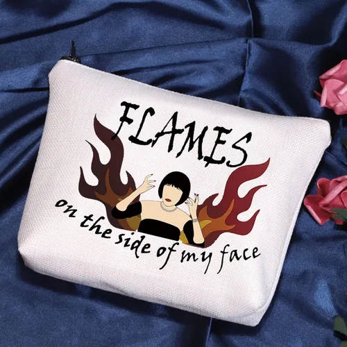 Vista 2 de POFULL Regalo blanco del amante de la película en el lado de mi cara con cremallera bolsa bolsa regalo de película, Bolso Flames On The Side Of My