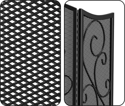 Vista 6 de Pantalla para chimenea Fire Beauty de 3 paneles, hierro forjado de metal, 121,9 cm (L) x 76,2 cm (H), cubierta protectora contra chispas (negro)