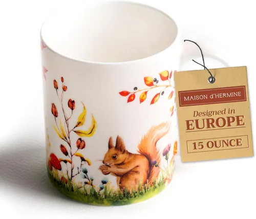 Vista 130 de Maison d' Hermine Taza de café con asas, tazas de porcelana fina de hueso, paquete de una taza de té para bebidas calientes, capuchino, latte