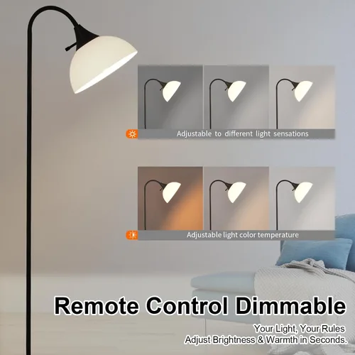 Vista 2 de Lámparas de pie para sala de estar con control remoto, brillo continuo ajustable y temperatura de color de 2700 K-6500 K, lámpara de pie ajustable