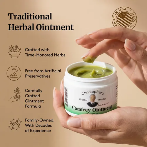 Vista 5 de Christopher's Original Formulas Ungüento de consuelda, 2 onzas – Ungüento de hierbas con hoja de consuelda orgánica en una base de cera de abeja