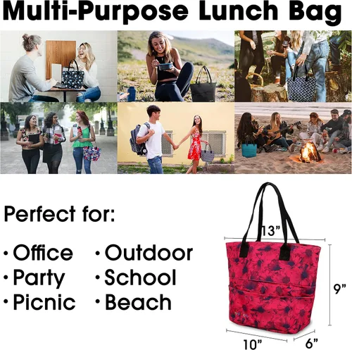 Vista 8 de J World New York - Bolsa de almuerzo aislada Lonchera para mujeres y niñas adolescentes, Bellis