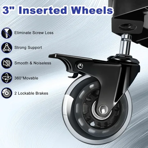 Vista 5 de Rolling Shop Taburete con ruedas, silla de taller mecánico de garaje con respaldo de asa, taburete de trabajo de altura ajustable, asiento