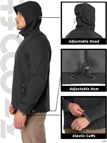 Vista 5 de 33,000ft Chaqueta Softshell con capucha para hombre, impermeable, ligera, aislada, cortavientos, con forro polar