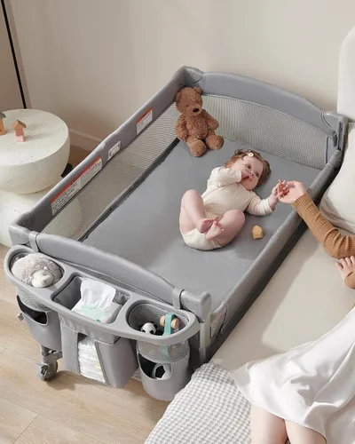Vista 10 de Cuna de bebé 4 en 1, cama de noche, corral, cambiador Gris-Carbón