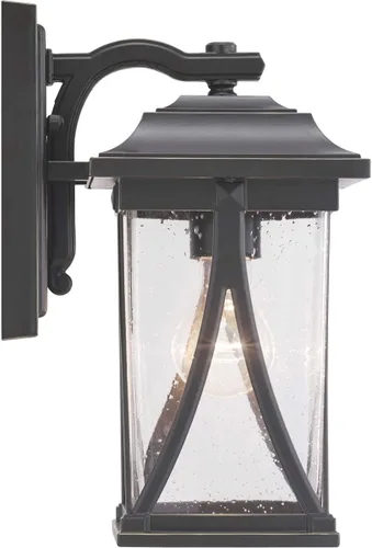 Vista 5 de Progress Lighting Abbott Collection - Farol de pared pequeño de cristal transparente con semilla para exteriores, 1 luz, bronce antiguo