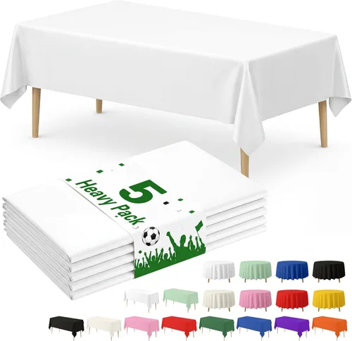 Vista 9 de Fixwal Mantel de plástico negro desechable de 54 x 108 pulgadas, mantel rectangular impermeable, paquete de 5 para graduación, decoración de fiesta