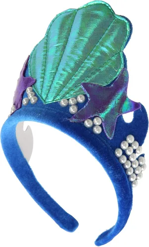 Vista 4 de Diadema de corona de tiara de sirena Azul Patchwork