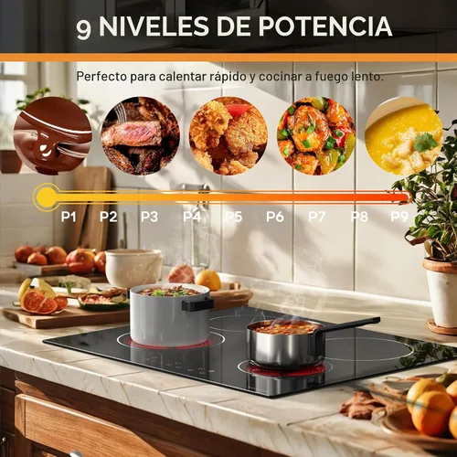 Vista 4 de Noxton Estufa eléctrica de 24 pulgadas, 4 quemadores, estufa eléctrica integrada, placa de cerámica táctil con sensor con bloqueo de seguridad 4