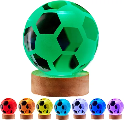 Vista 11 de Lámpara de bola de cristal 3D de Axolotl, lámpara de noche de bola de cristal mejorada de 3.15 pulgadas con 16 colores LED, base de madera, control