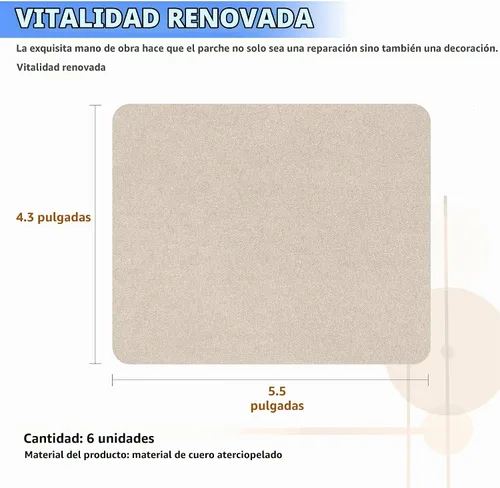 Vista 2 de Azobur Parche de reparación de sofá, 6 piezas de parches de microfibra, reparación de parches de tela autoadhesivos, aspecto lujoso, sofá de Beige