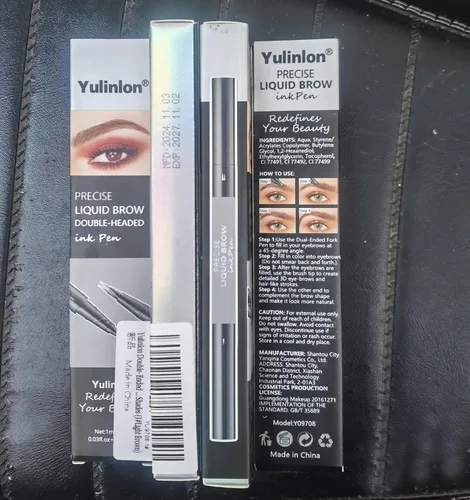 Vista 7 de Yulinlon Bolígrafo de cejas de doble extremo, punta de microhorquilla de 0.000 in, tinta líquida impermeable para cejas, micro-tenedor y puntas