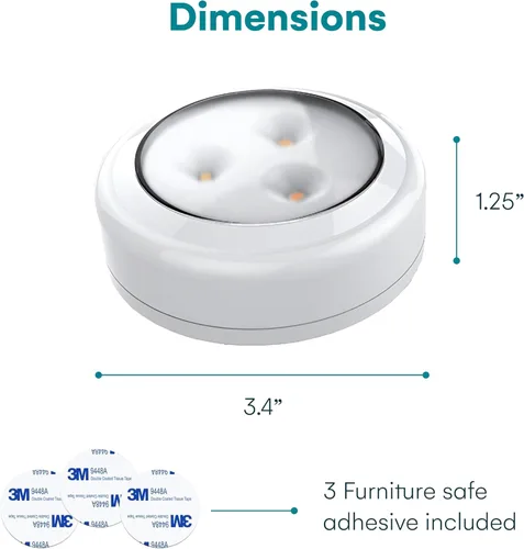 Vista 3 de Bright Evolution - Luces para debajo del gabinete, iluminación de gabinete a pilas con tecnología táctil, luces LED de disco para cocina