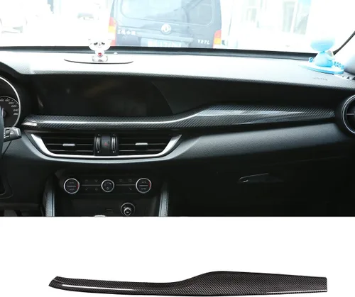Vista 9 de 100% fibra de carbono real tablero de instrumentos decoración panel accesorios para Alfa Romeo Stelvio 2017-2020 mano izquierda Drive (rojo)