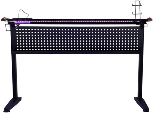 Vista 6 de Acme Dragi - Mesa de juegos con marco de metal con puerto USB y luz LED en negro y rojo