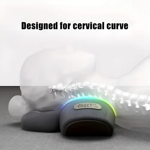 Vista 2 de Almohada de masaje cervical con calefacción 3 en 1 Soporte cervical de espuma viscoelástica Almohada de relajación para el hogar y la oficina
