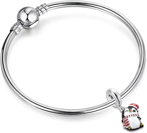Vista 3 de QeenseKc Muñeco de nieve de Navidad, elfo, ciervo, dulce pan de jengibre, abalorio de invierno para pulsera Pandora