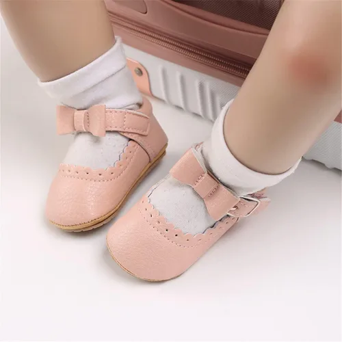 Vista 2 de COSANKIM Zapatos planos Mary Jane para bebés y niñas, suela de goma antideslizante, zapatos de vestir de princesa para boda
