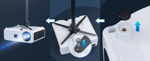 Vista 8 de Proyector 4K de 2100 Ansi con WIFI y Bluetooth, proyector de cine al aire libre, enfoque automático, ARC, audio DoIby, PPT, proyector de cine
