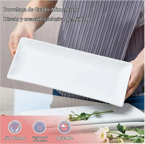Vista 4 de Miicol Juego de 3 platos de porcelana para servir, bandejas grandes de 14
