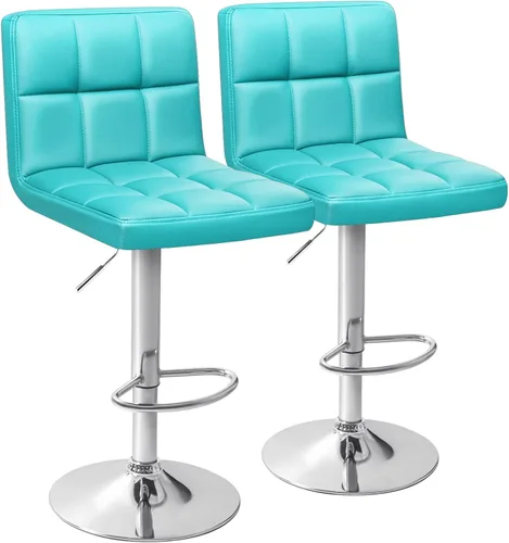 Vista 9 de Homall - Taburetes de bar de cuero sintético, con altura ajustable, giratorios, hidráulicos sin brazos, taburete de bar y cocina cuadrado de altura