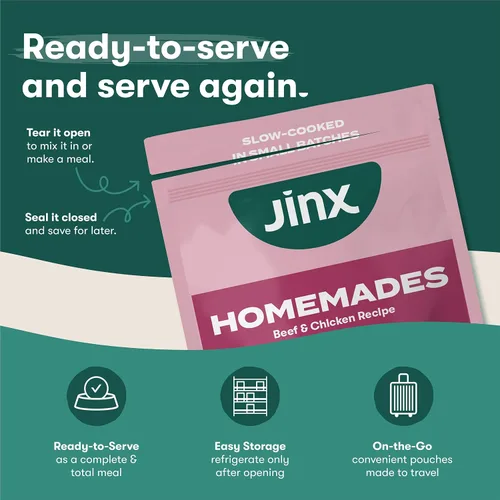 Vista 5 de Jinx Comida Húmeda para Perros Sin Granos de Res y Pollo, Comida o Mezcla en Complementos para Comida Seca, Hecha con Pollo Real, Caldo de Hueso