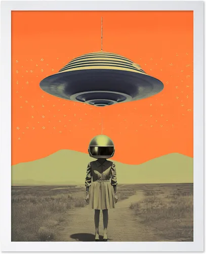 Vista 29 de Poster Master Póster OVNI – Impresión de mujer enmascarada – Arte extraterrestre – Arte surrealista – Arte de ciencia ficción – Regalo para hombres