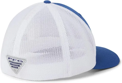 Vista 3 de Columbia PFG - Gorra con malla, color Mountain Blue, con aplique bandera de EE. UU., talla S y M